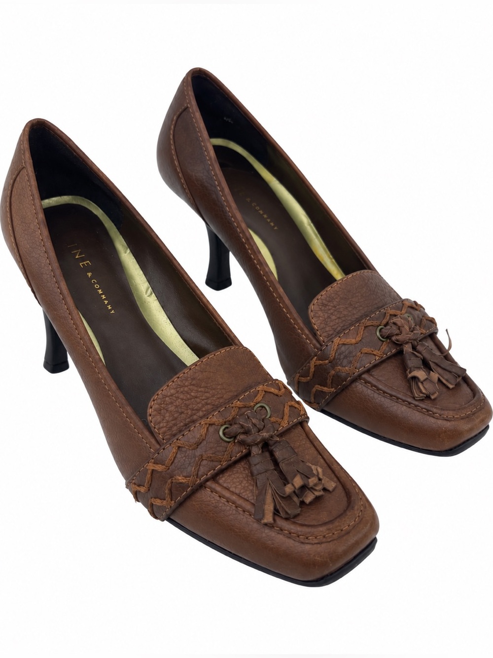 Nine & Company Women’s Loafer Pumps Size 8.5 Brown Leather Tassel Heels